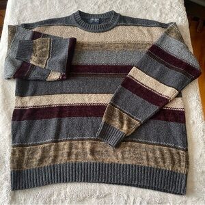 Vintage Dockers Striped Blue & Burgundy Men's Sweater Large